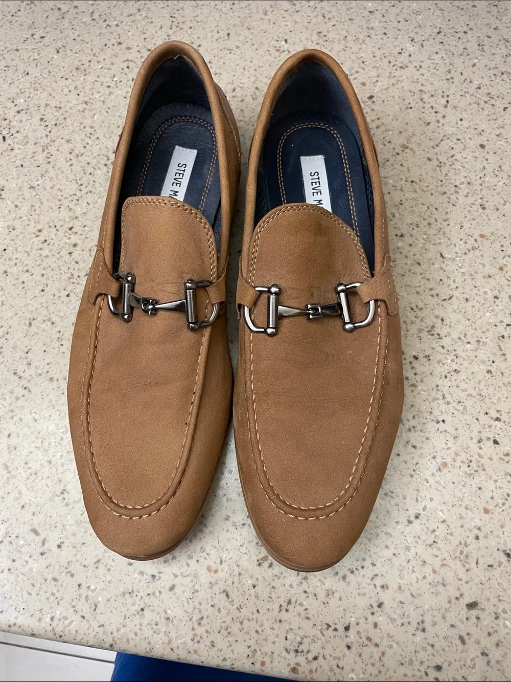 Steve Madden Tan Suede Bit-Detail Slip-On Loafers